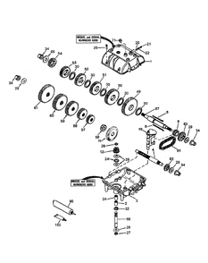 Transmission Assembly Diagram and Parts List for G1432 55AD231Q150-WAM Cub Cadet Lawn Mower